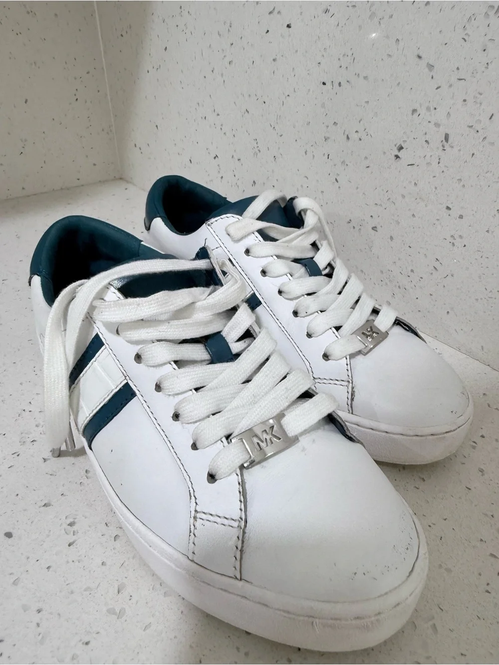 Michael‎ Kors White and Navy Leather Sneakers